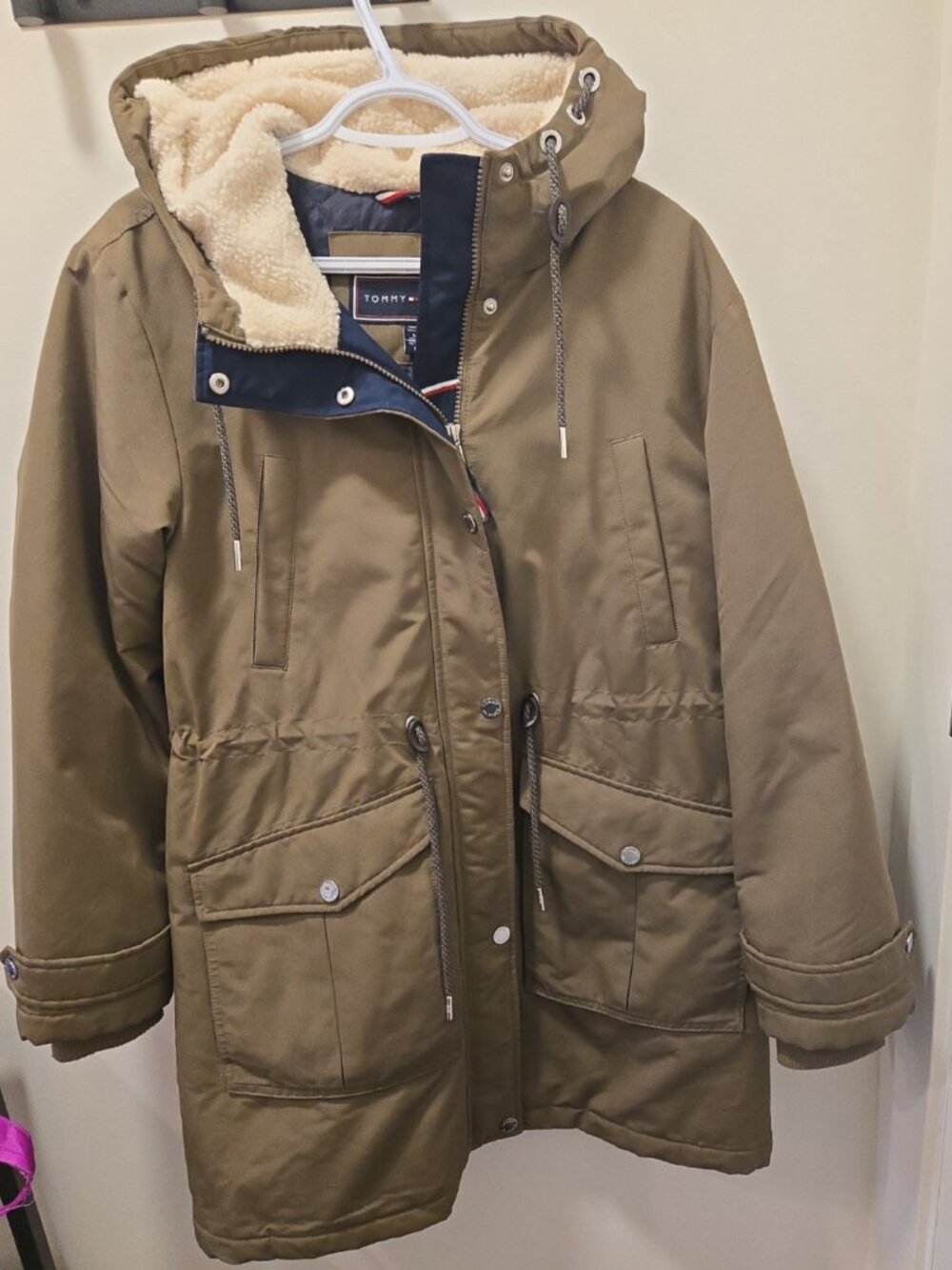 Tommy Hilfiger Mens Sherpa & Quilted Hooded Jacket Full Zip